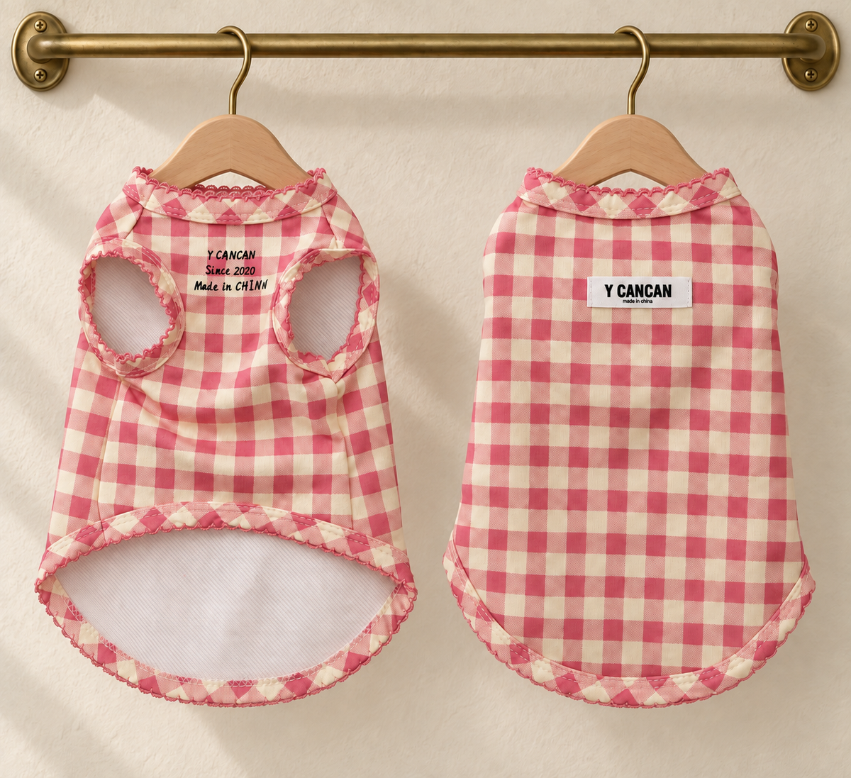 Gingham Frill Tank — Pink