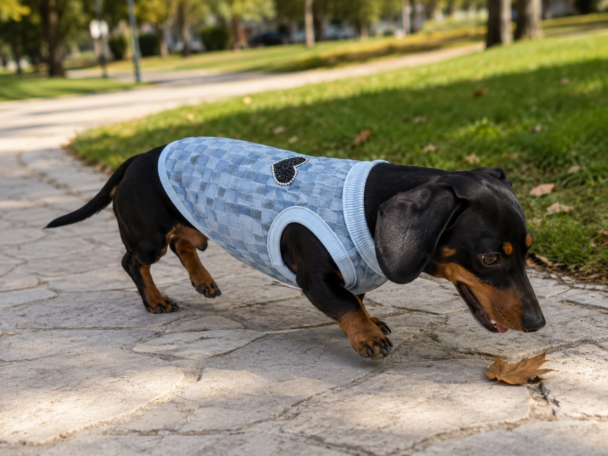 Houndstooth Knit Vest — Sky