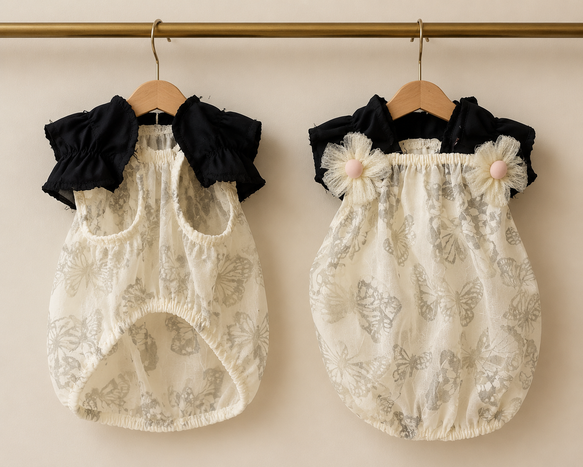 Lace Floral Romper — Cream