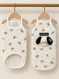 Floral Puppy Patch Tank — White