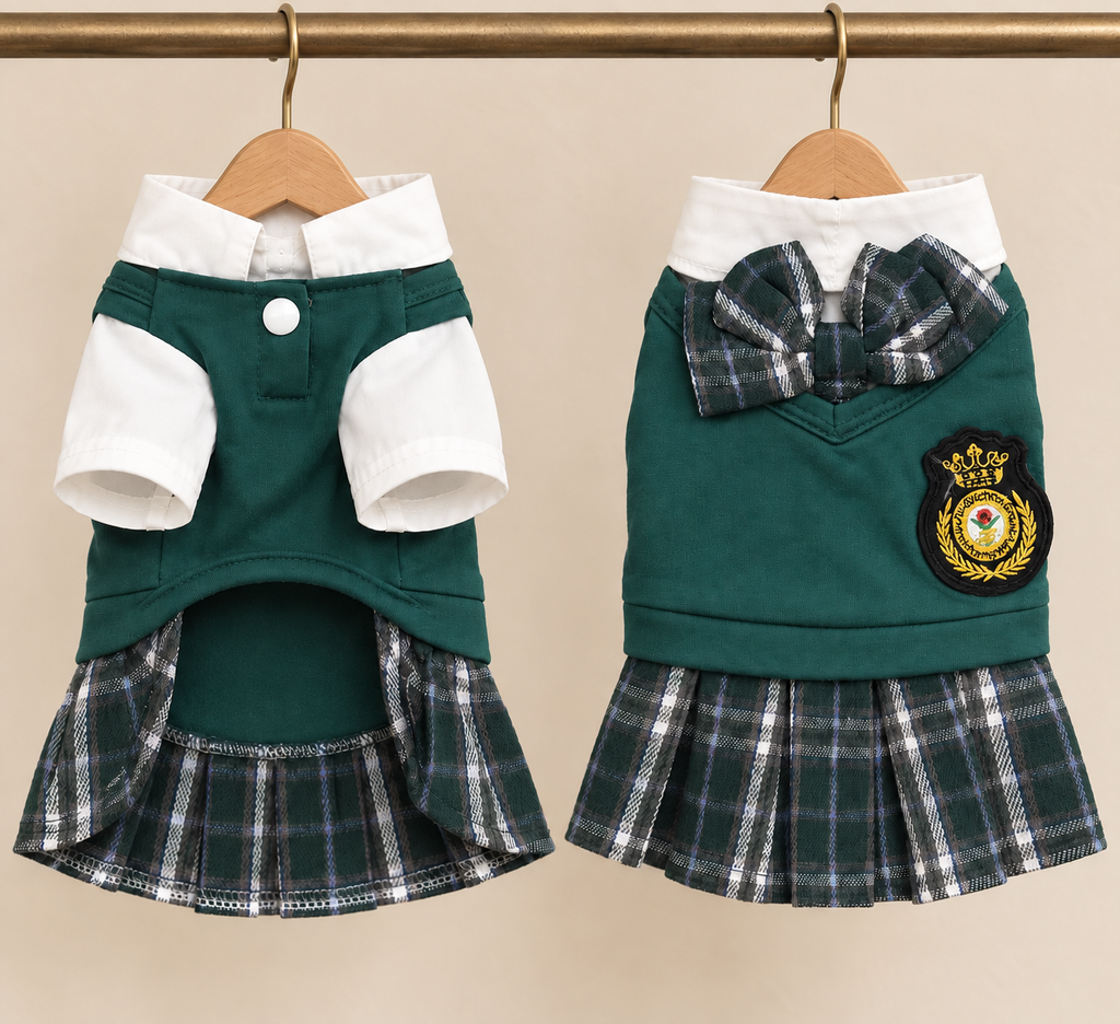 Tartan Pinafore Dress — Green