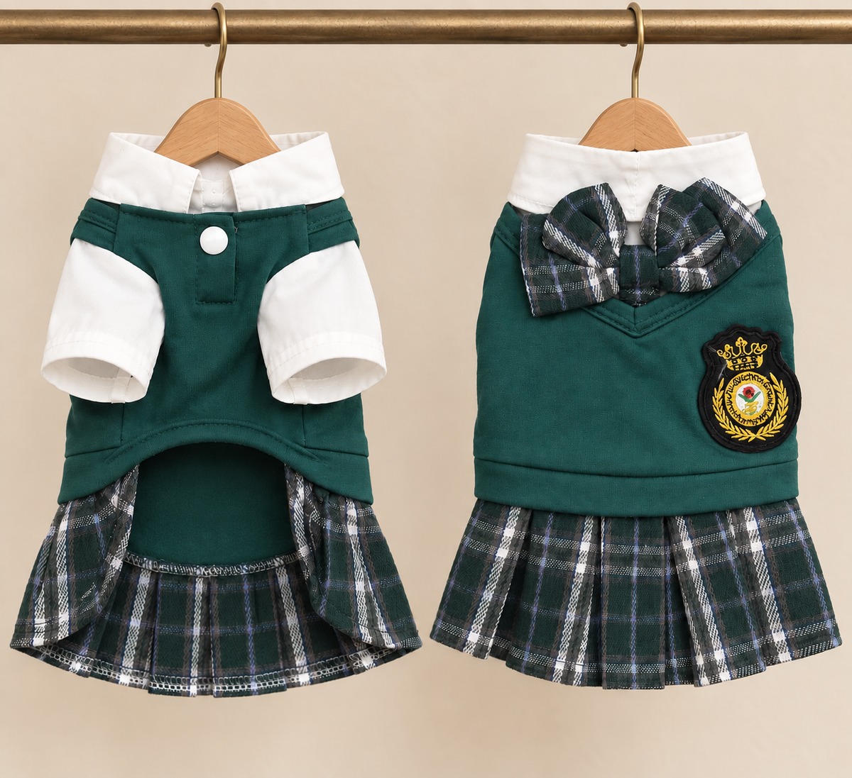 Tartan Pinafore Dress — Green