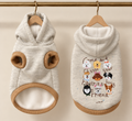 Sherpa Dog Print Hoodie — Cream