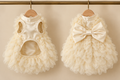 Ruffle Bow Party Dress — Cream