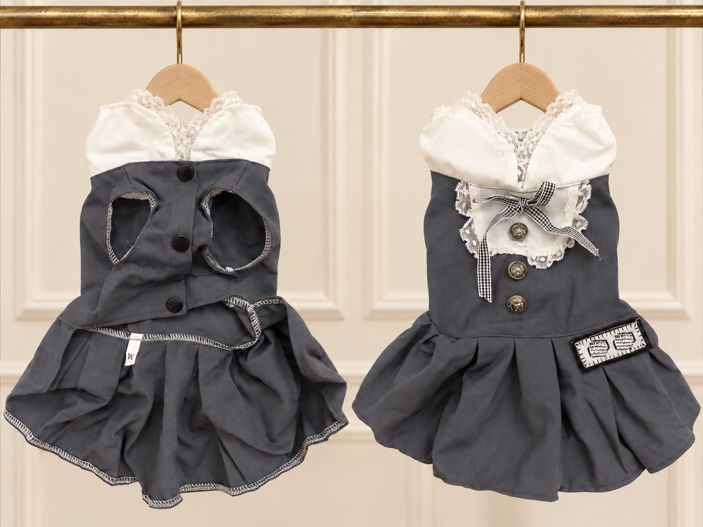 Ruffle Collar Pinafore Dress — Charcoal