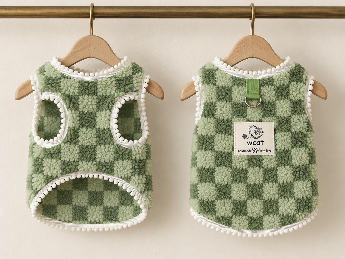 Checkerboard Knit Vest — Sage