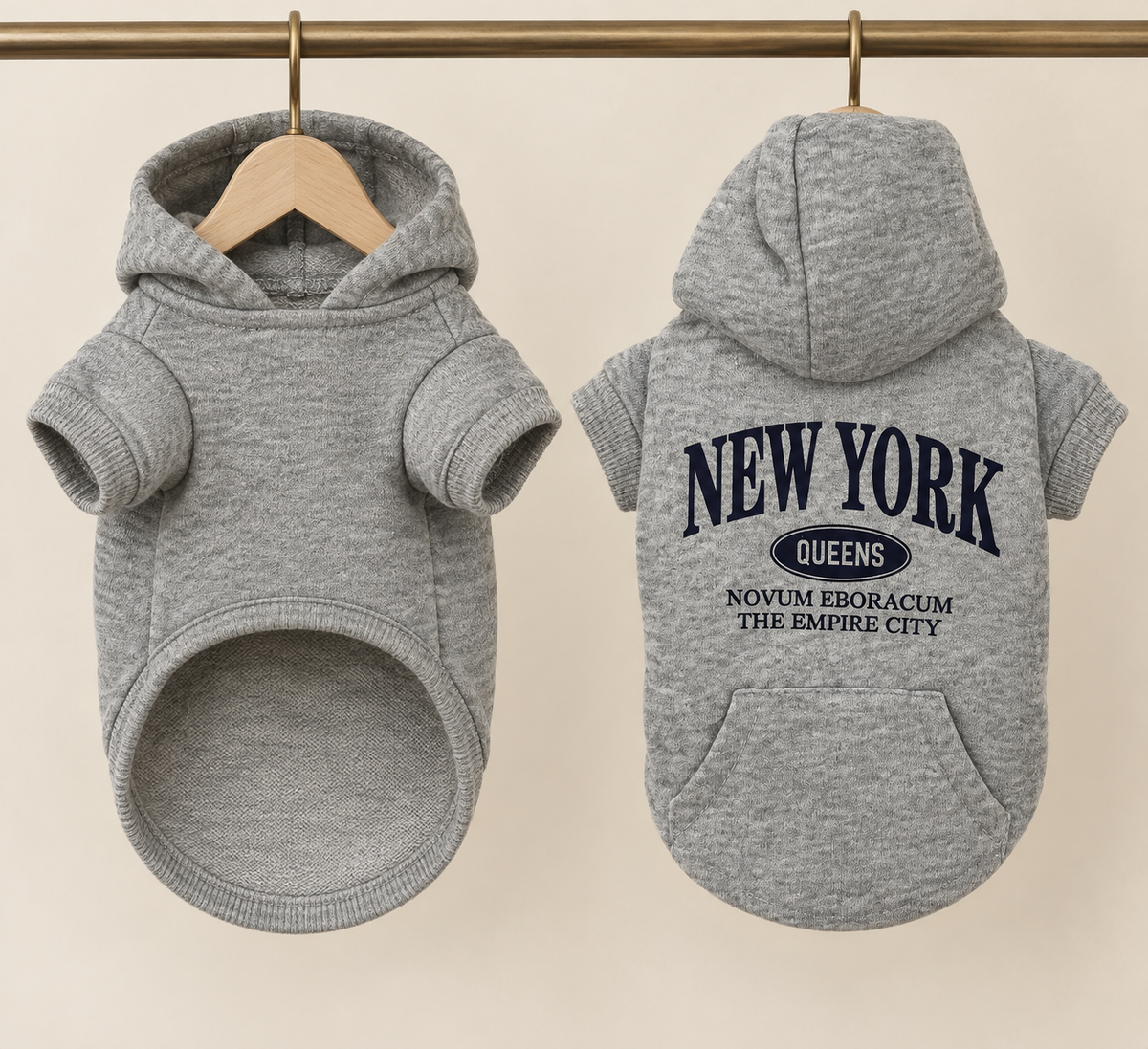 New York Print Hoodie — Grey