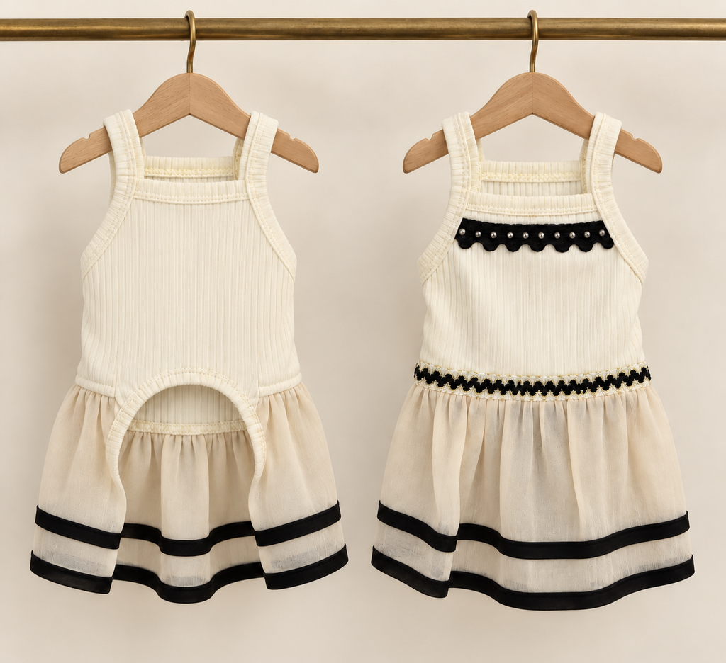 Ribbed Cami Dress — Cream