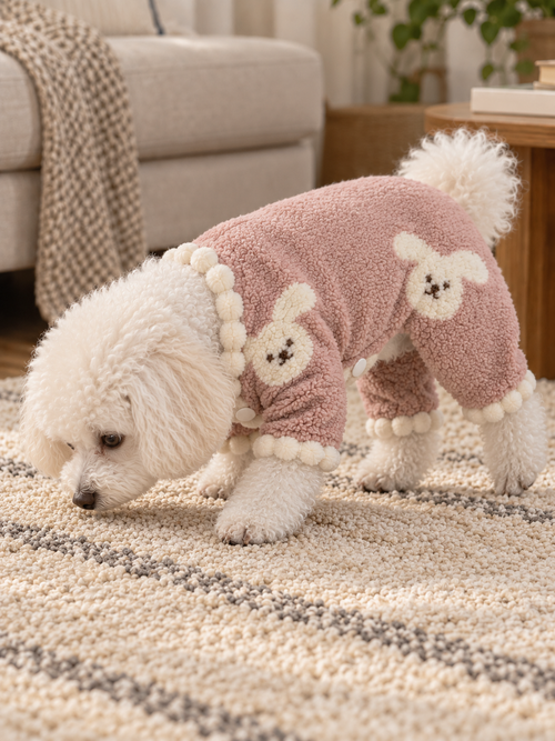 Bunny Fleece Onesie — Blue/Pink