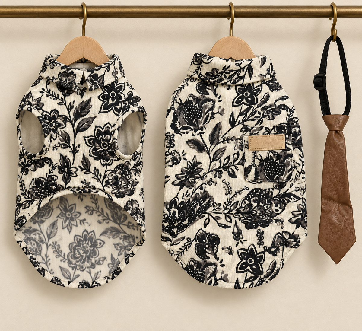 Damask Floral Vest — Black