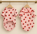 Strawberry Print Ruffle Hoodie — Pink