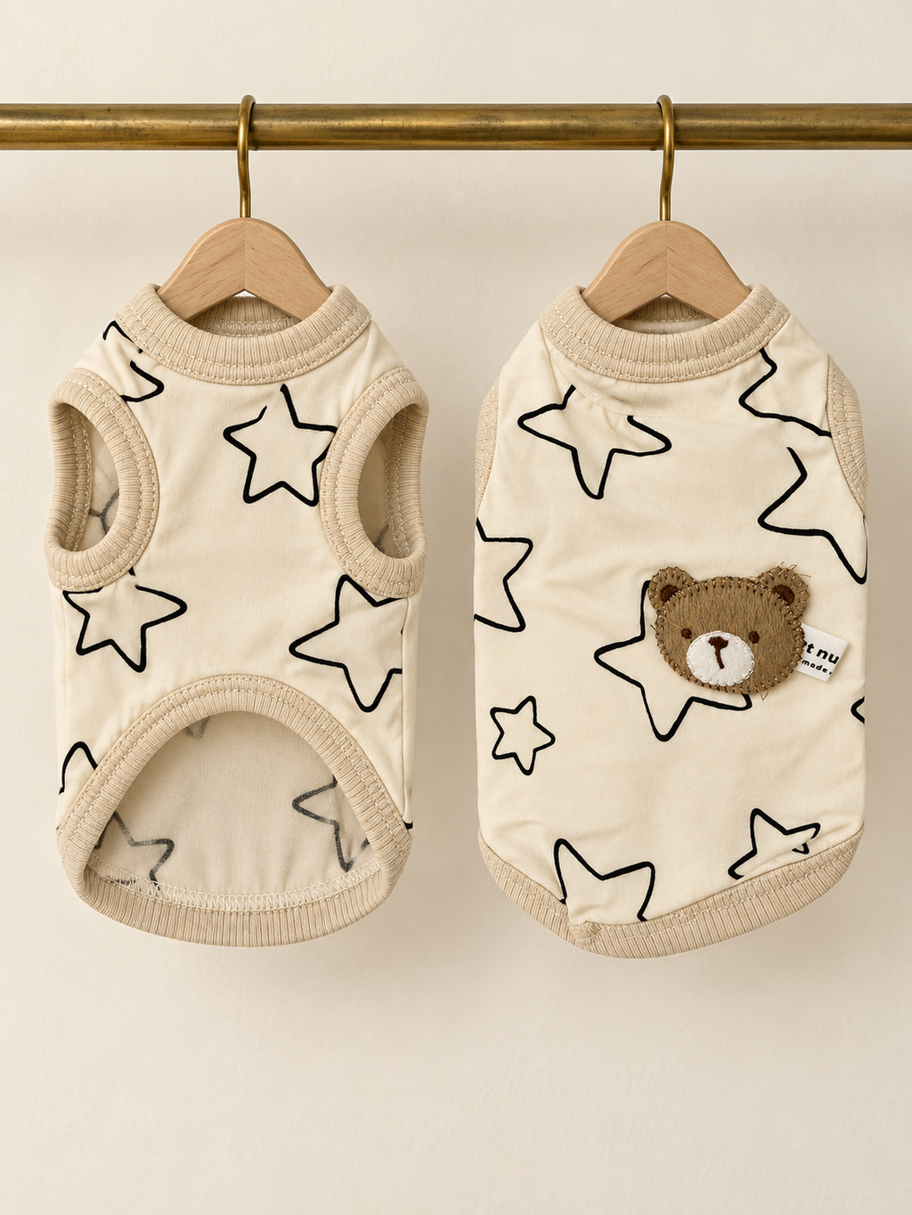 Star Print Bear Tank — Cream