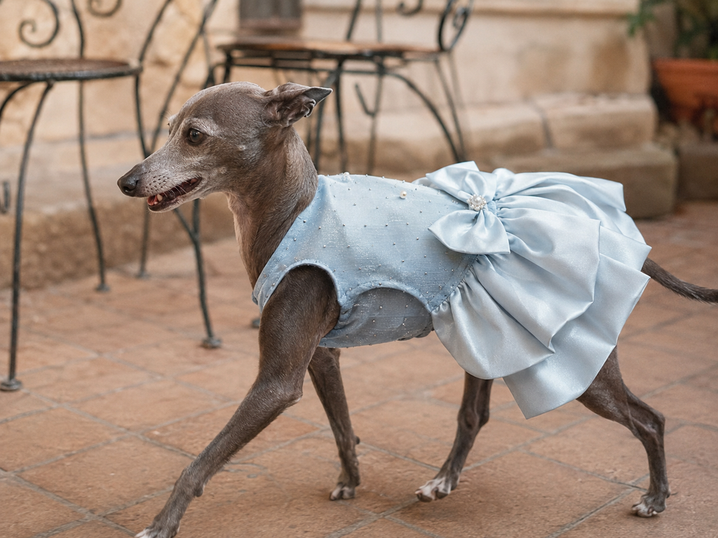 Satin Bow Dress — Sky