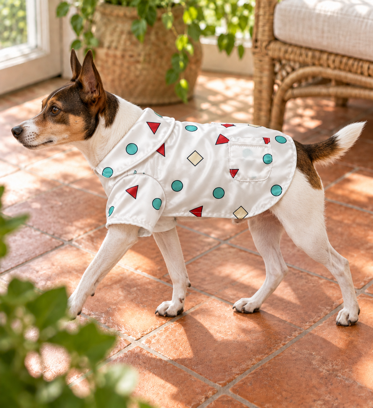 Geo Print Camp Shirt — White