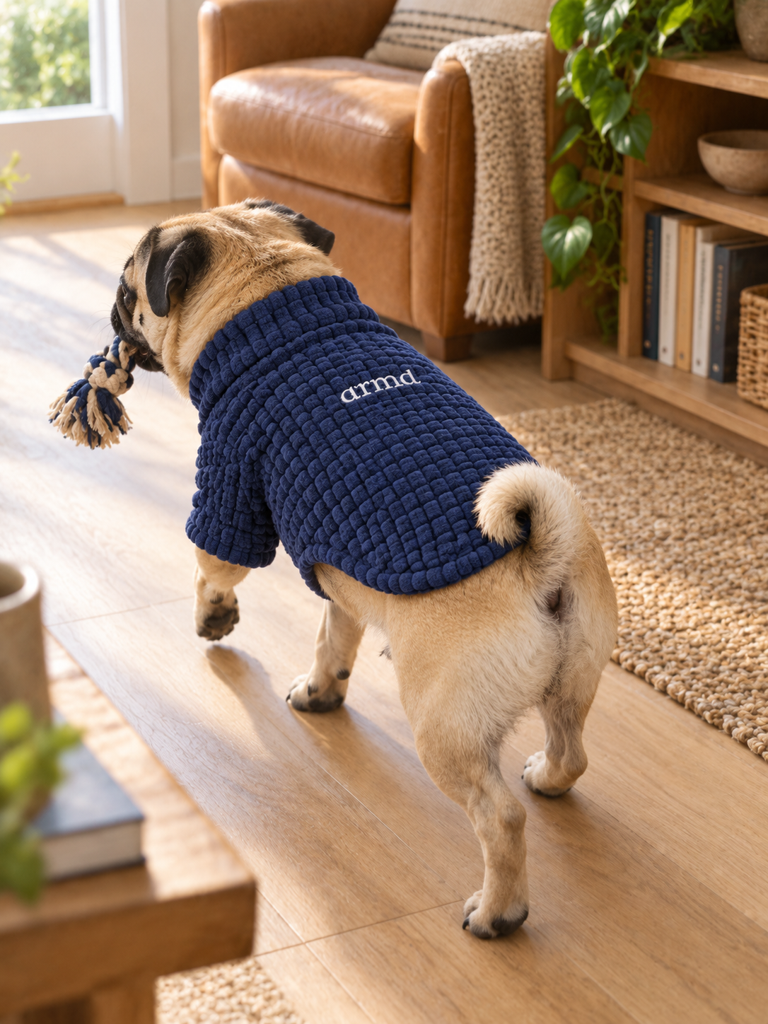 Waffle Knit Jumper — Navy