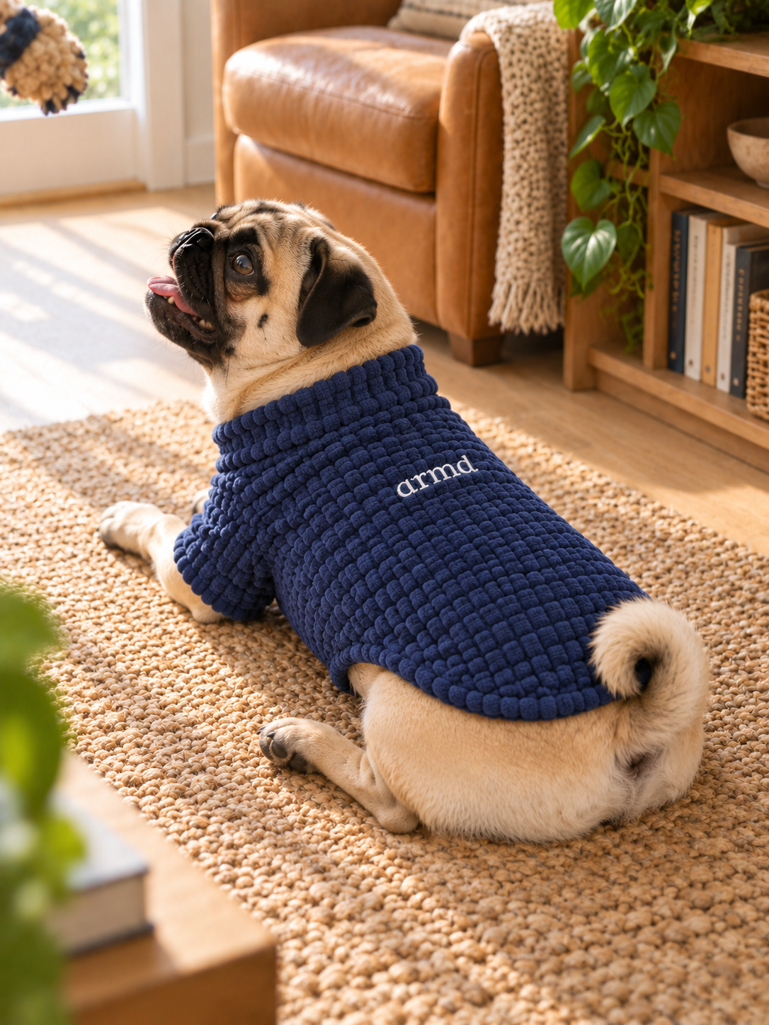 Waffle Knit Jumper — Navy