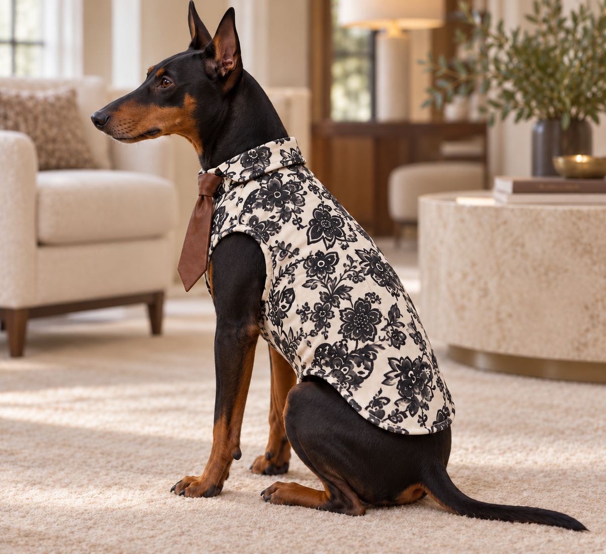 Damask Floral Vest — Black