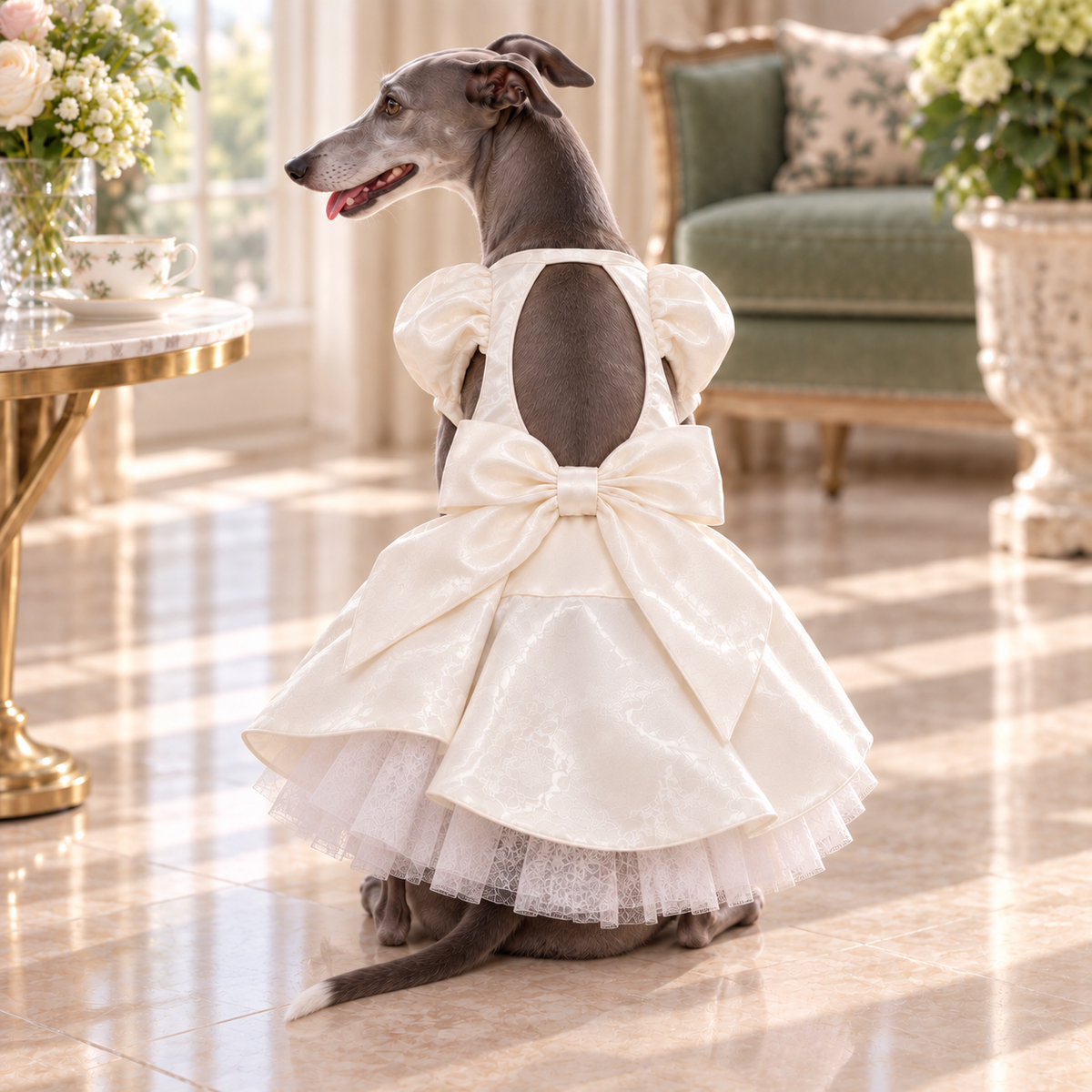 Organza Bow Gown — Ivory