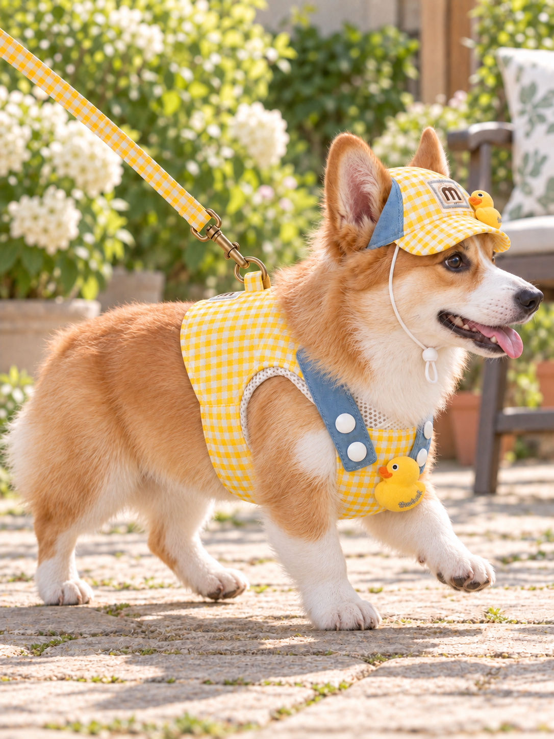 Duck Gingham Harness Set — Yellow