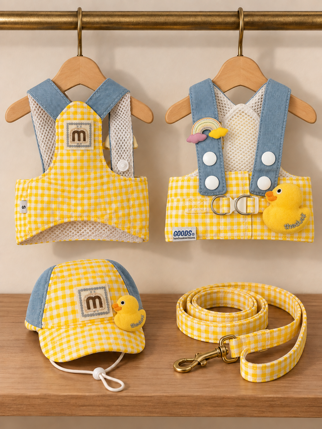 Duck Gingham Harness Set — Yellow
