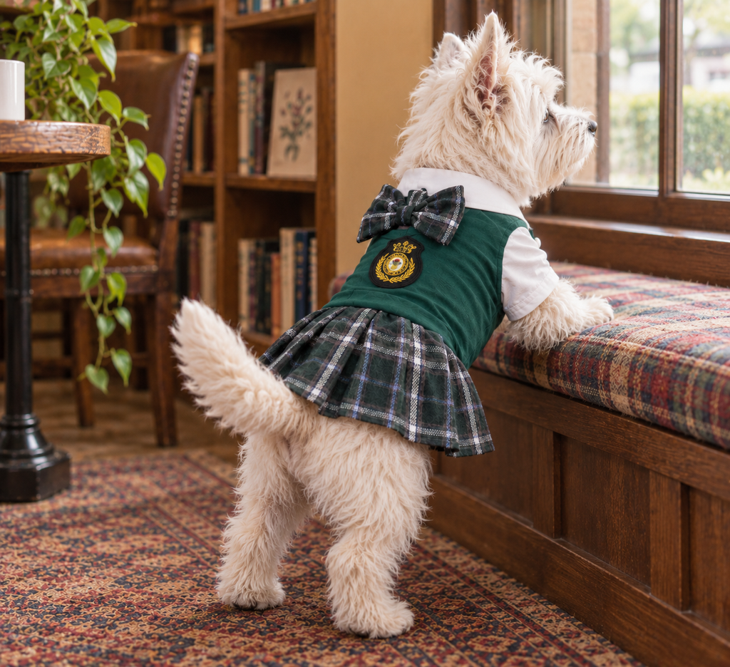Tartan Pinafore Dress — Green
