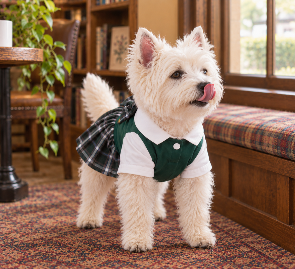 Tartan Pinafore Dress — Green