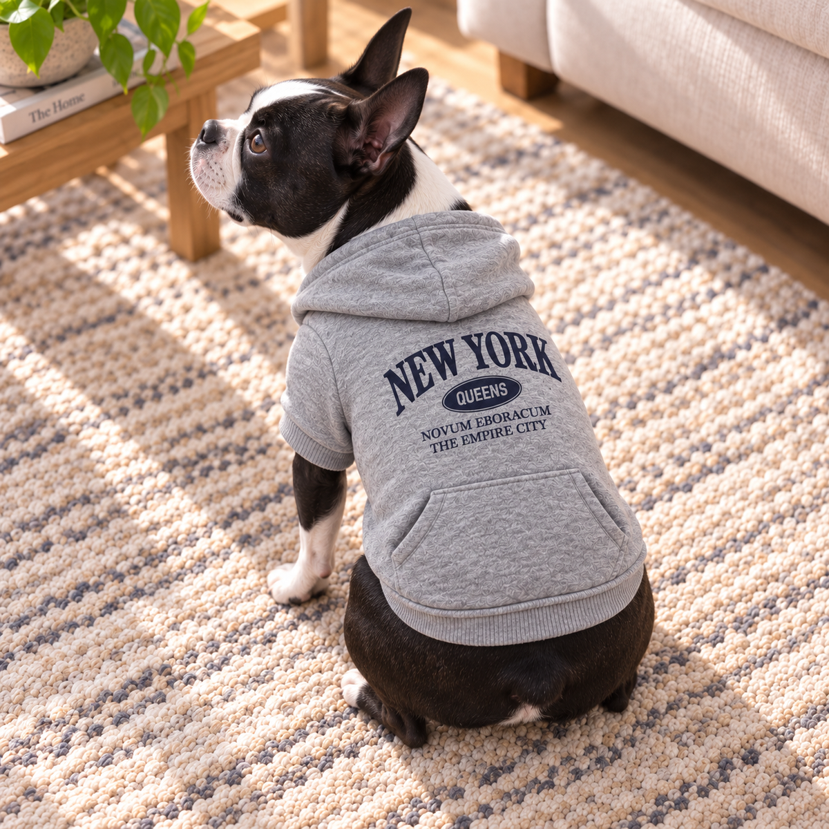 New York Print Hoodie — Grey