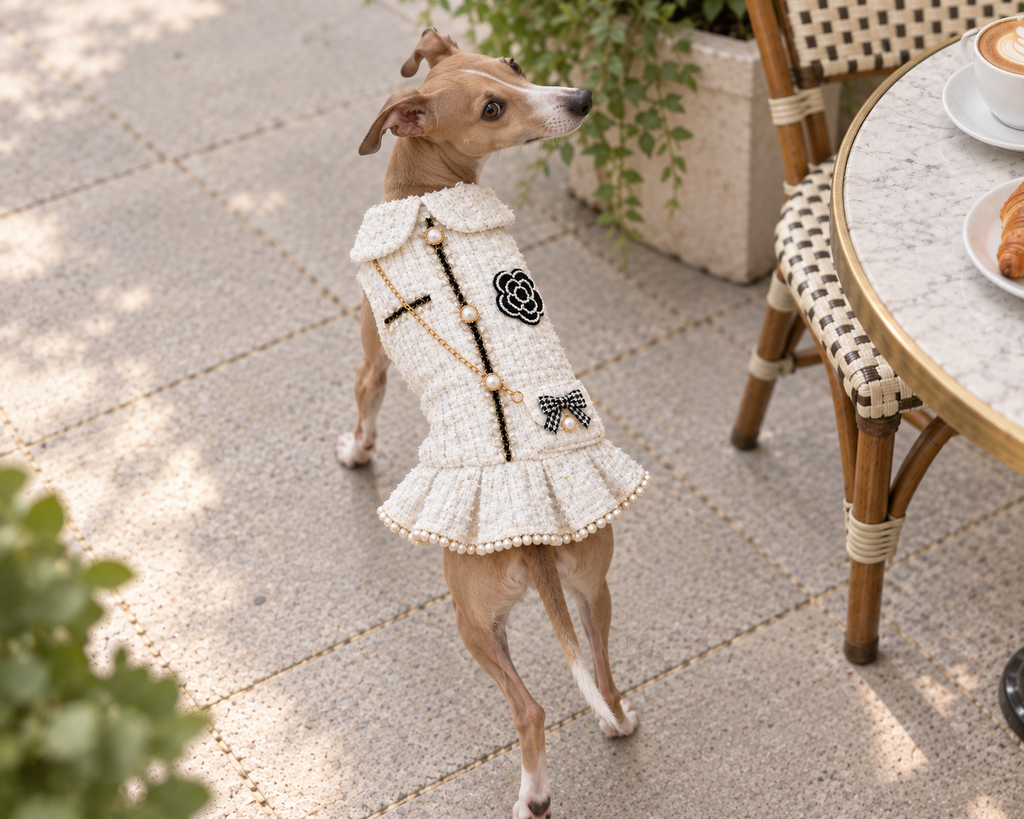Cable Knit Ruffle Dress — Cream