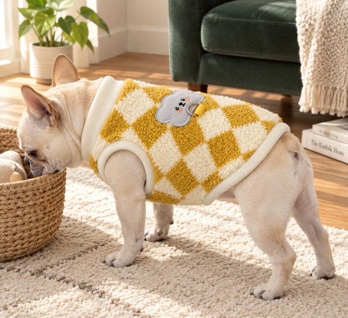 Argyle Fleece Vest — Yellow