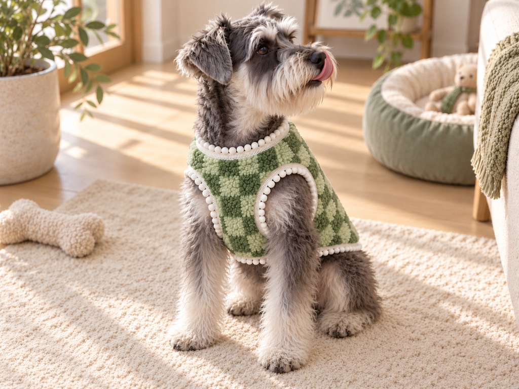Checkerboard Knit Vest — Sage