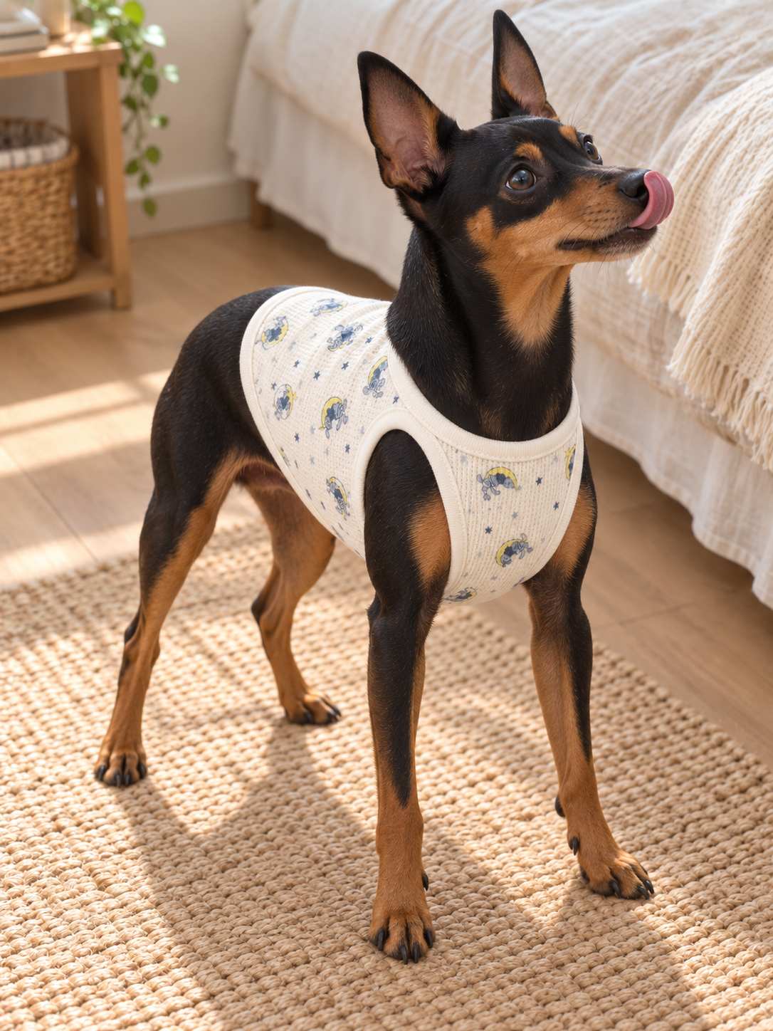 Floral Puppy Patch Tank — White